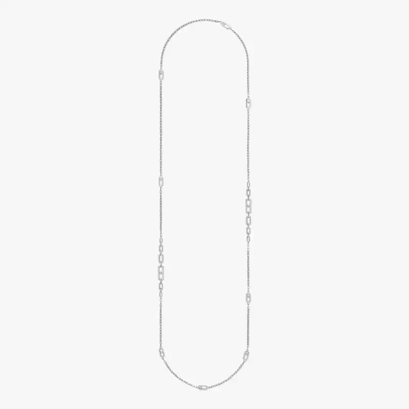 Collier Femme Or Blanc Diamant Sautoir Move Uno  07170-WG