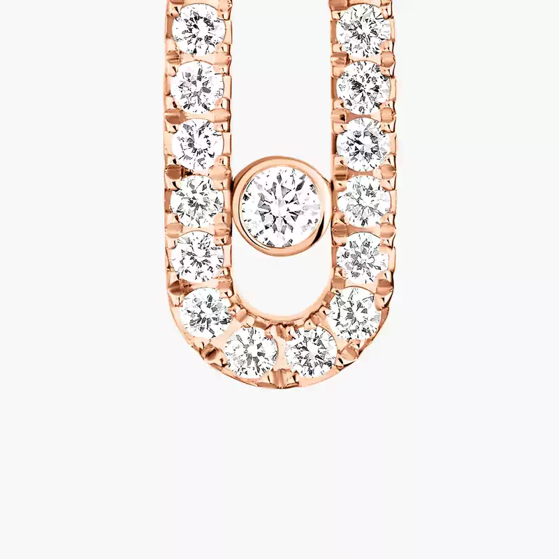 Move Uno Single Clip Pavé Drop Pendant Pink Gold For Her Diamond Earrings 11162-PG