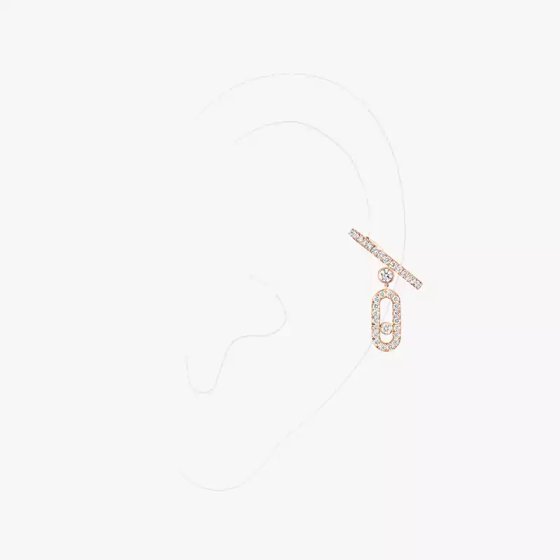 Move Uno Single Clip Pavé Drop Pendant Pink Gold For Her Diamond Earrings 11162-PG