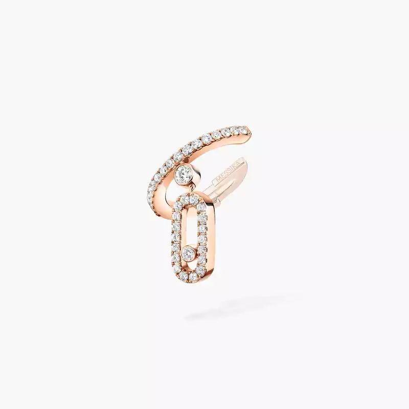 Move Uno single clip pavé drop pendant earring Pink Gold For Her Diamond Earrings 11162-PG