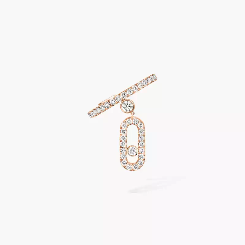 Move Uno single clip pavé drop pendant earring Pink Gold For Her Diamond Earrings 11162-PG