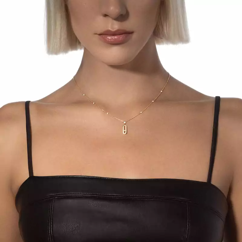 Long Move Uno Yellow Gold For Her Diamond Necklace 10111-YG