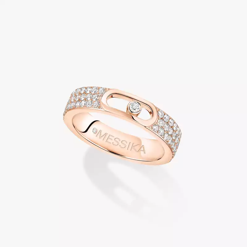 Bague Femme Or Rose Diamant Alliance Move Joaillerie Pavée 13555-PG