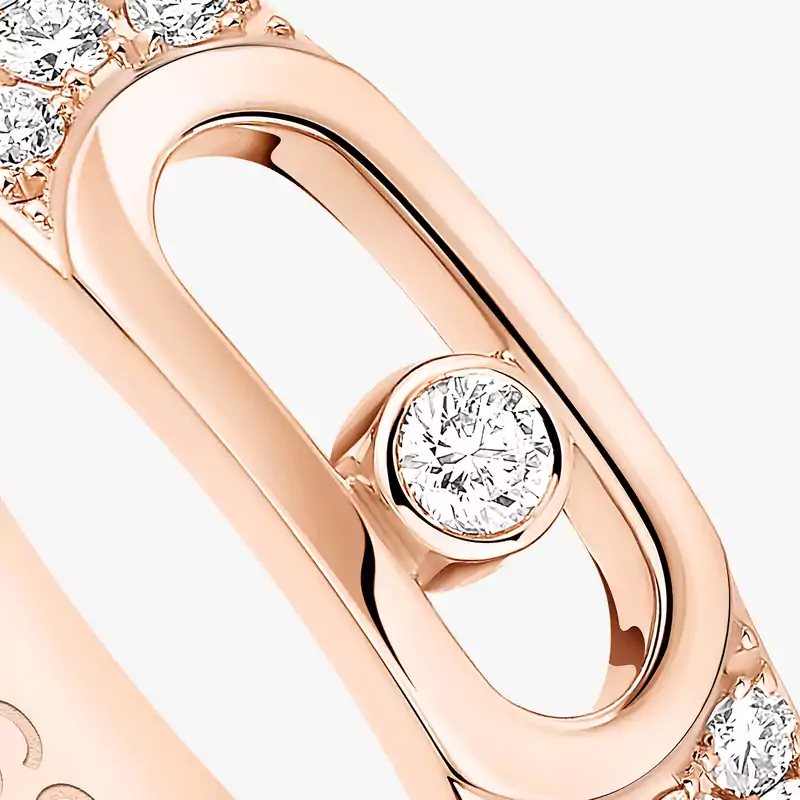 Bague Femme Or Rose Diamant Alliance Move Joaillerie Pavée 13555-PG