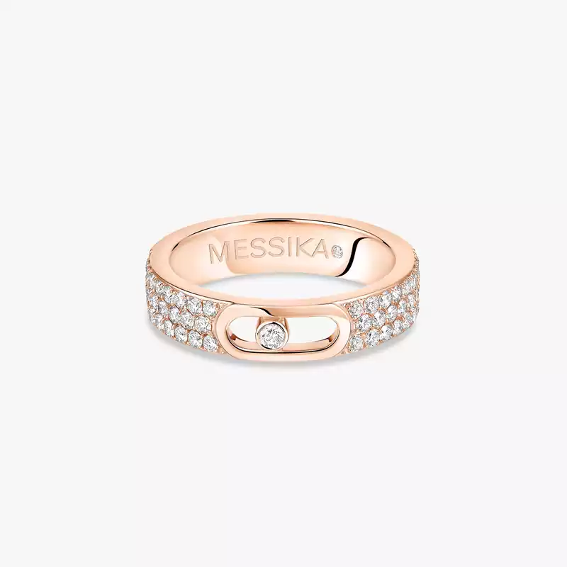 Bague Femme Or Rose Diamant Alliance Move Joaillerie Pavée 13555-PG