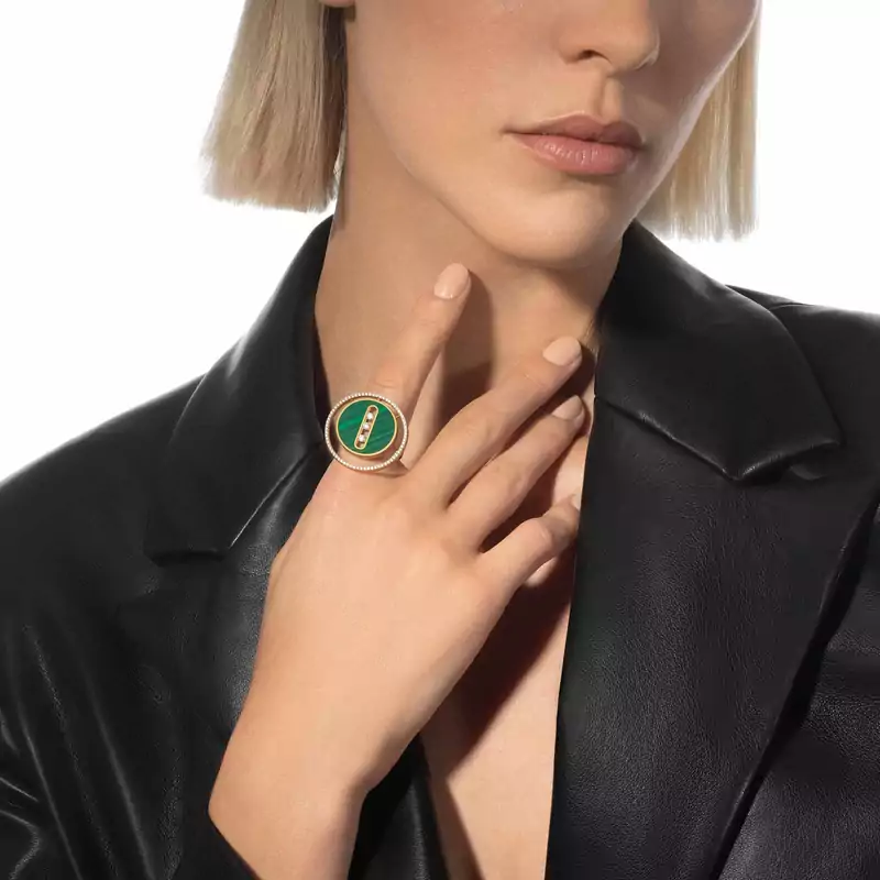 Malachite Lucky Move LM Yellow Gold For Her Diamond Ring 11274-YG
