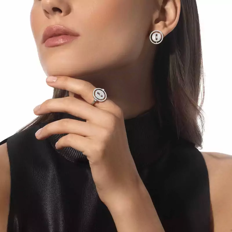 Bague Femme Or Blanc Diamant Lucky Move Pavée PM 07534-WG