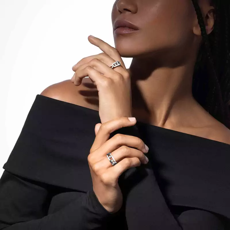 خاتم امرأة ذهب أبيض الماس Move Classique 03998-WG