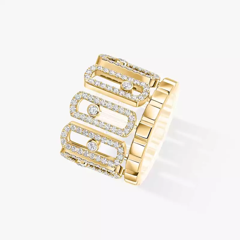 Bague Femme Or Jaune Diamant Move Iconica Pavée 12821-YG