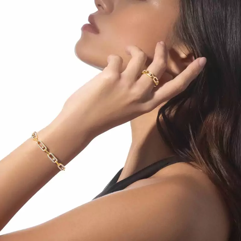 Move Link Multi Yellow Gold For Her Diamond Ring 12078-YG