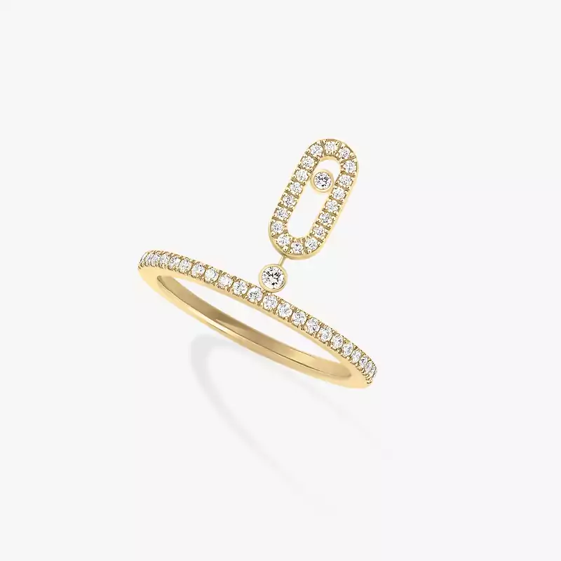 Bague Femme Or Jaune Diamant Move Uno Pampille Pavée 11163-YG