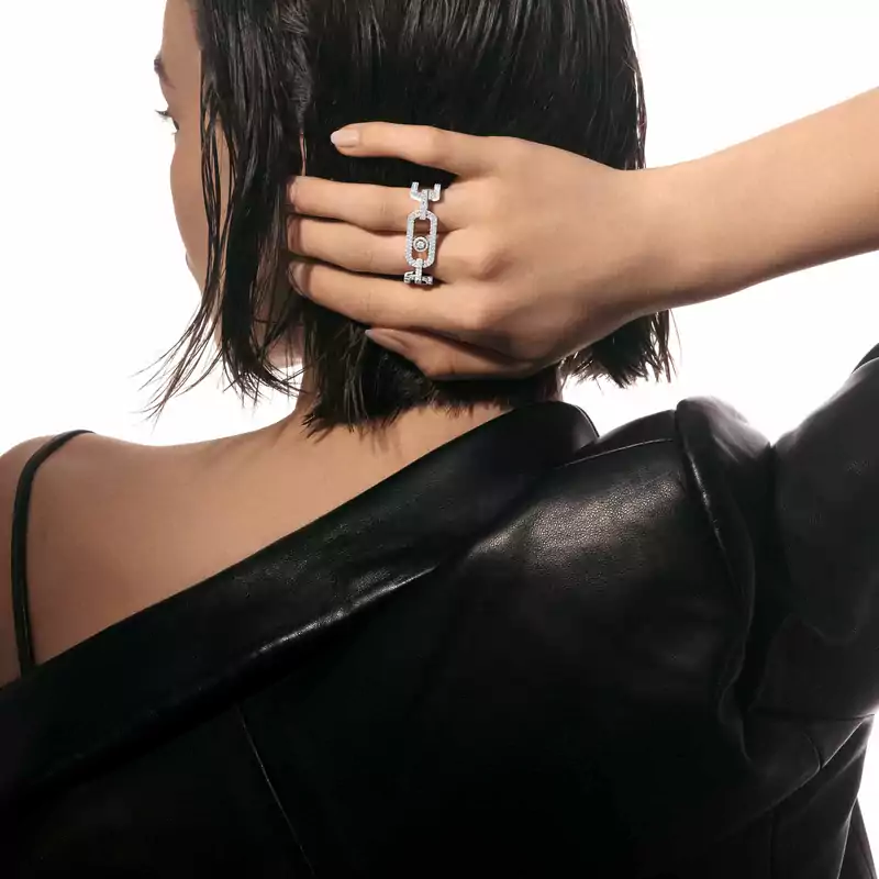 Bague Femme Or Blanc Diamond So Move 2 doigts Pavée 13185-WG