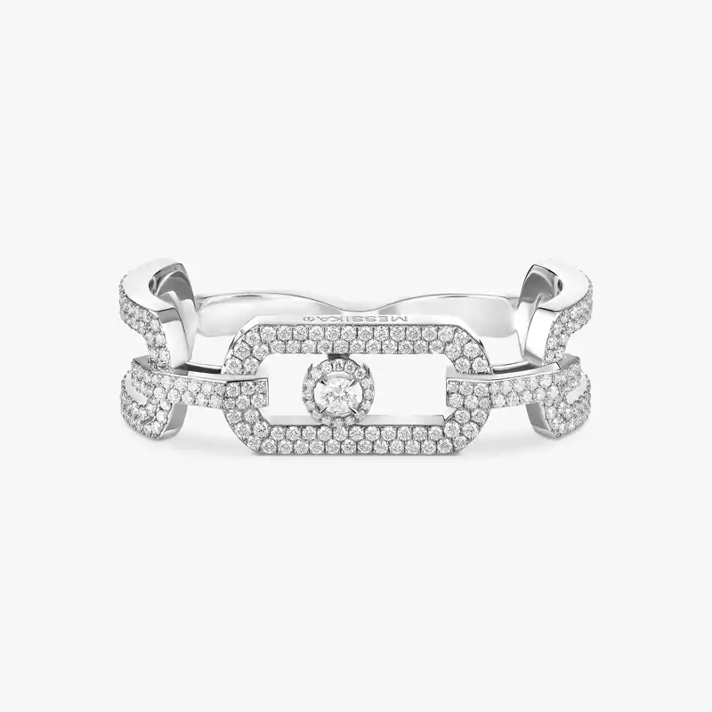 Bague Femme Or Blanc Diamond So Move 2 doigts Pavée 13185-WG