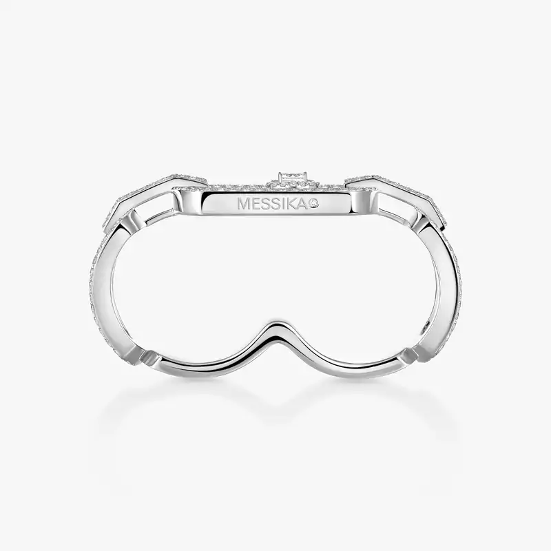 Bague Femme Or Blanc Diamond So Move 2 doigts Pavée 13185-WG
