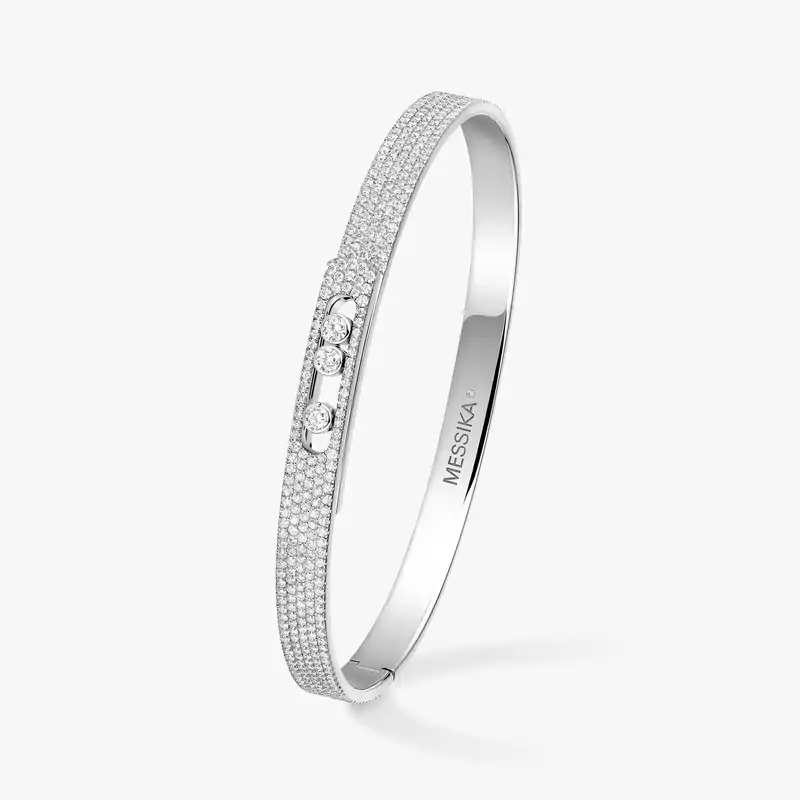 Bracelet Femme Or Blanc Diamant Bangle Move Noa PM Pavé 12721-WG