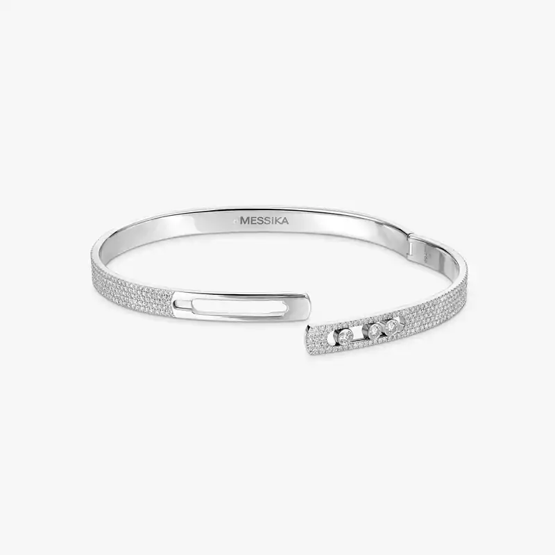 Bracelet Femme Or Blanc Diamant Bangle Move Noa PM Pavé 12721-WG