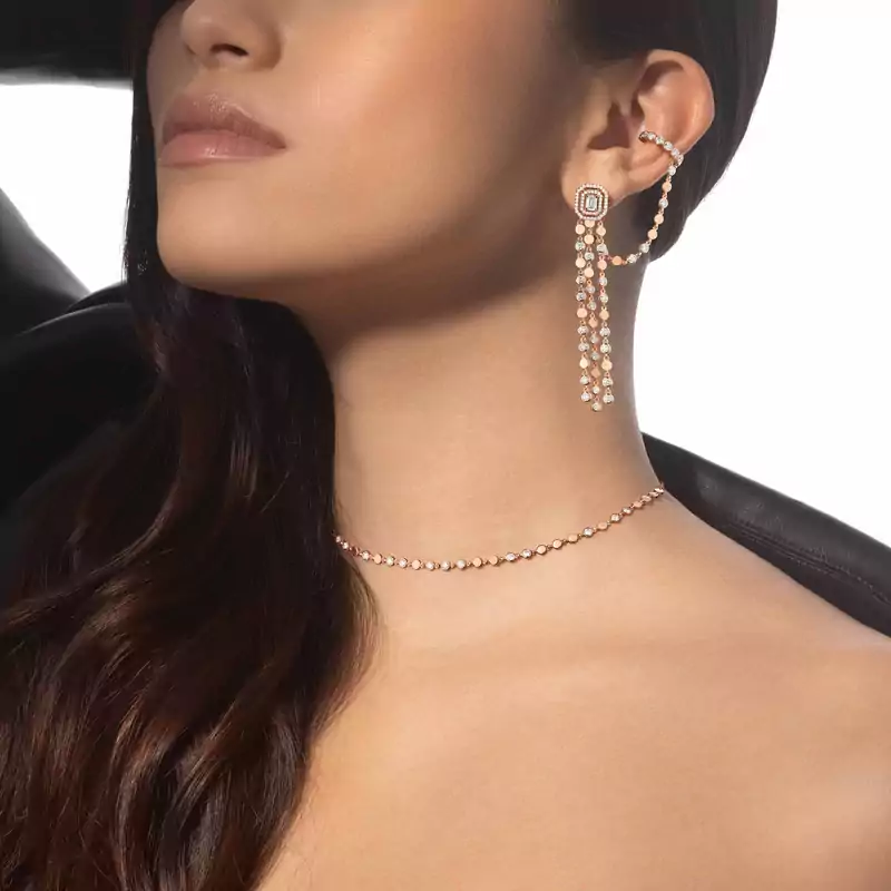 D-Vibes Multi-Row earrings Pink Gold For Her Diamond Earrings 12432-PG