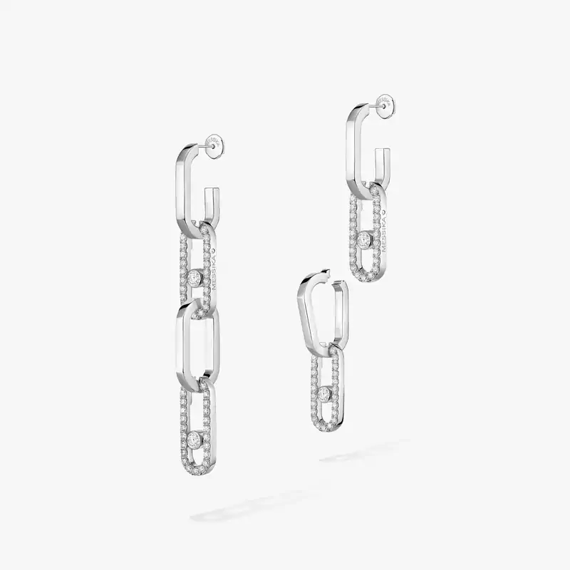 Boucles d'oreilles Femme Or Blanc Diamant Boucles d'oreilles transformables Move Link 13678-WG