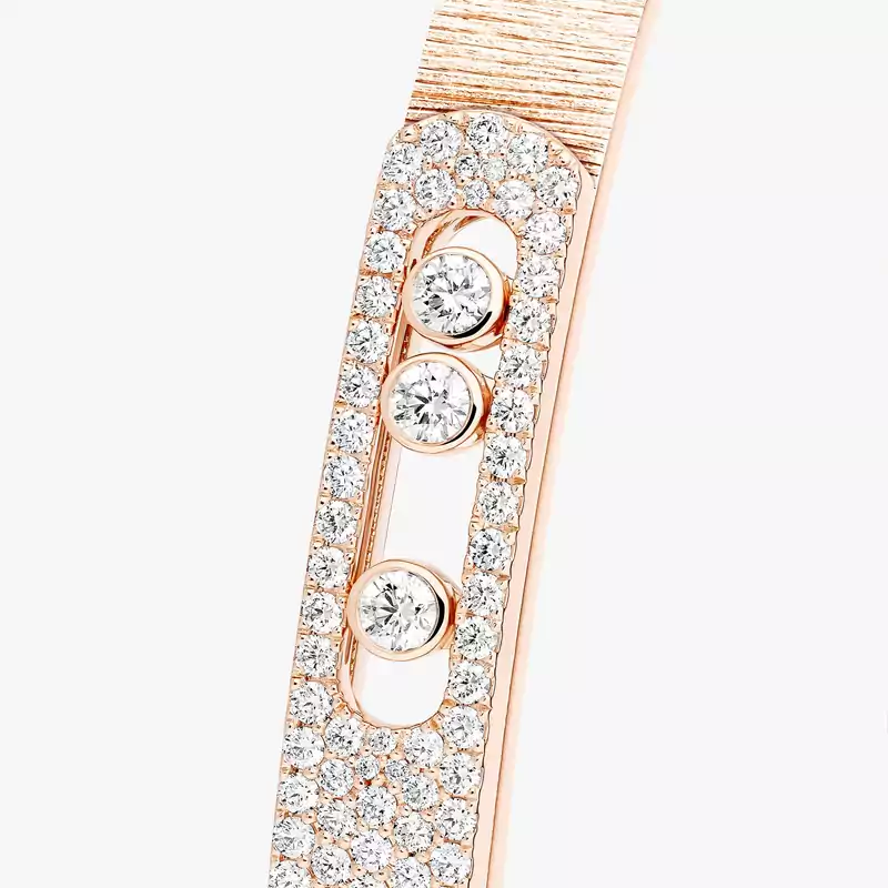 Bracelet Homme Or Rose Diamant Bangle Move Noa Ciselé Semi-Pavé Grandes Tailles 14556-PG