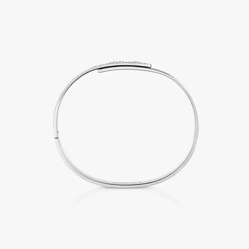 Bracelet Mixte Or Blanc Diamant Bangle Move Noa Ciselé Semi-Pavé 14501-WG