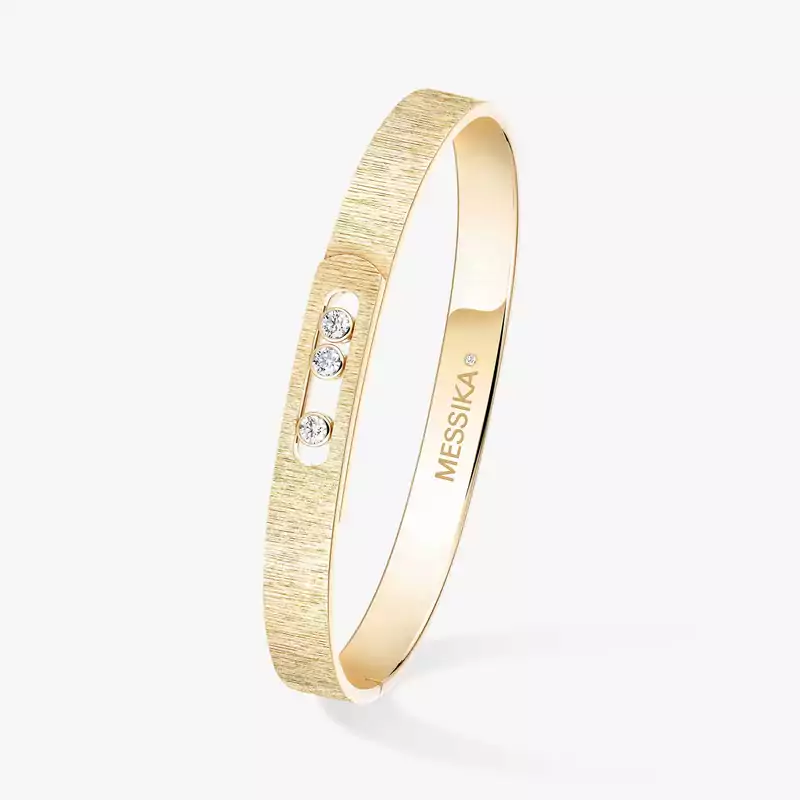 Bracelet Homme Or Jaune Diamant Bangle Move Noa Ciselé Grandes Tailles 14495-YG
