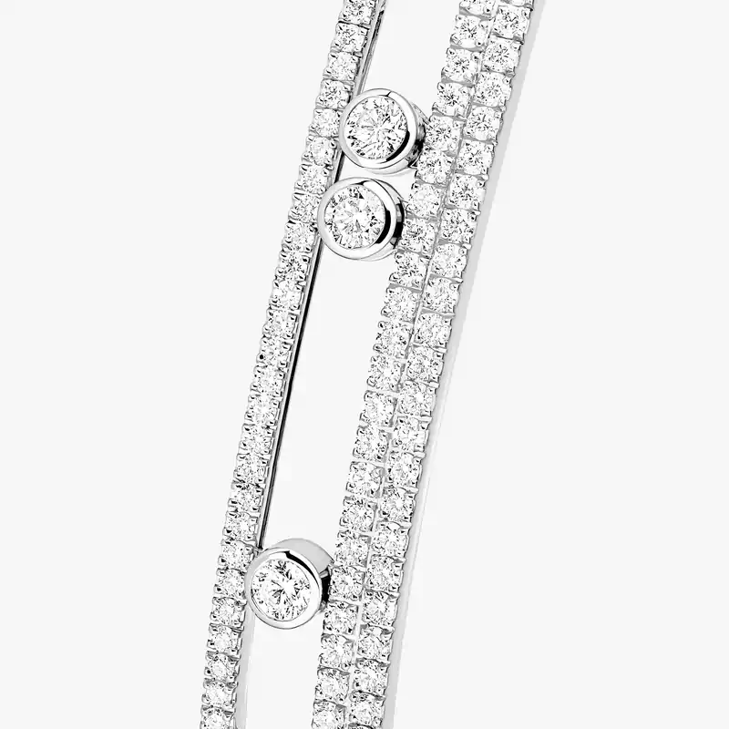 Bracelet Femme Or Blanc Diamant Bangle Move Romane Pavé 13914-WG