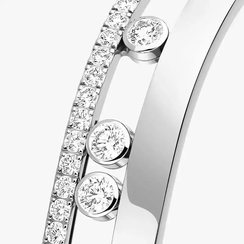 Bracelet Femme Or Blanc Diamant Bangle Move Romane GM  06747-WG