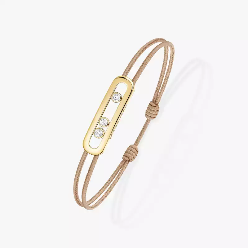 Messika CARE(S) Beige Cord Bracelet Yellow Gold For Her Diamond Bracelet 14099-YG