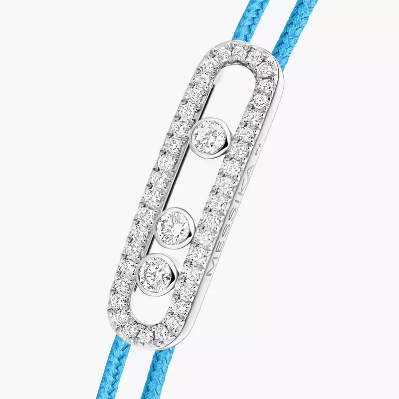Bracelet Femme Or Blanc Diamant Cordon Messika CARE(S) Bleu Pavé 14657-WG