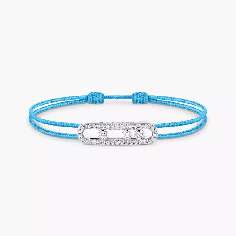 Bracelet Femme Or Blanc Diamant Cordon Messika CARE(S) Bleu Pavé 14657-WG