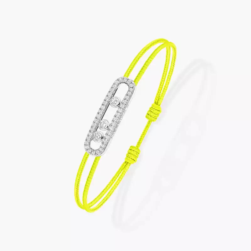 Bracelet Femme Or Blanc Diamant Cordon Messika CARE(S) Jaune Pavé 14655-WG