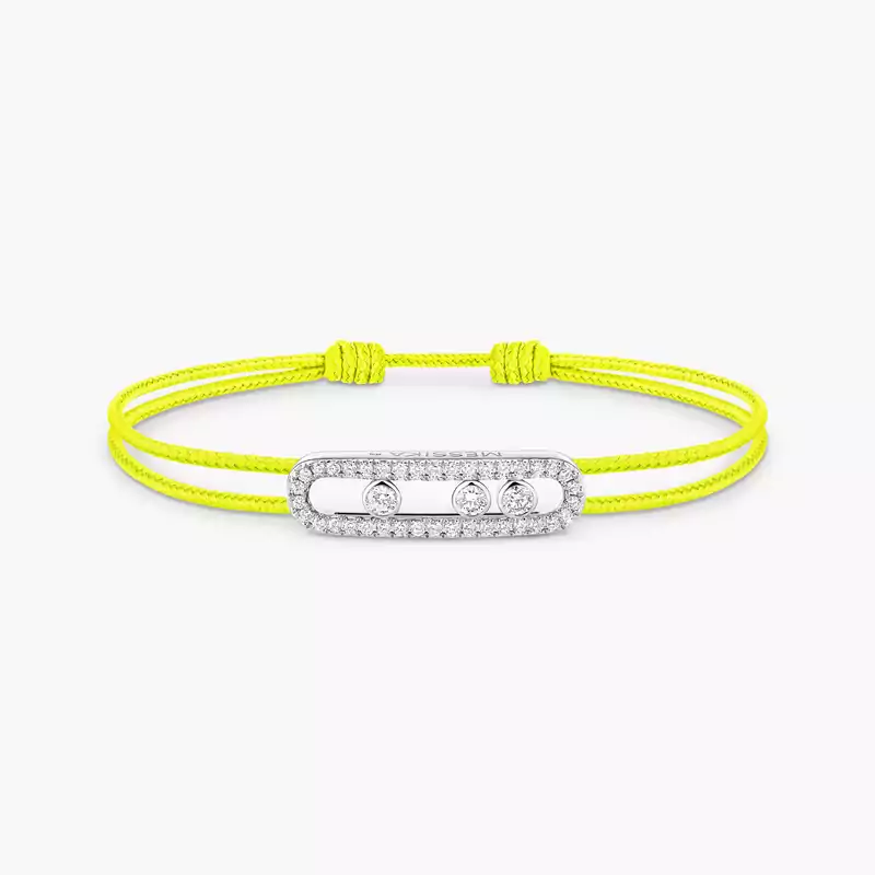 Bracelet Femme Or Blanc Diamant Cordon Messika CARE(S) Jaune Pavé 14655-WG