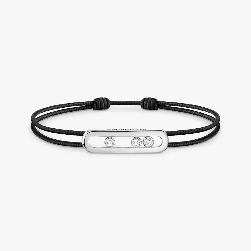 Messika CARE(S) Black Cord Bracelet White Gold For Her Diamond Bracelet 14140-WG