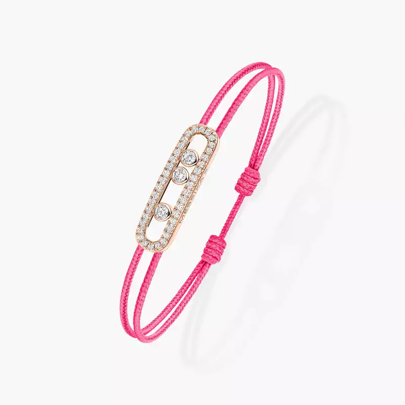 Messika CARE(S) Pink Cord Pavé Bracelet Pink Gold For Her Diamond Bracelet 14654-PG