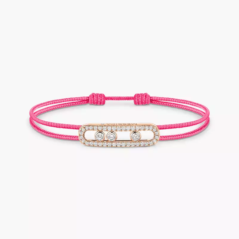 Messika CARE(S) Pink Cord Pavé Bracelet Pink Gold For Her Diamond Bracelet 14654-PG