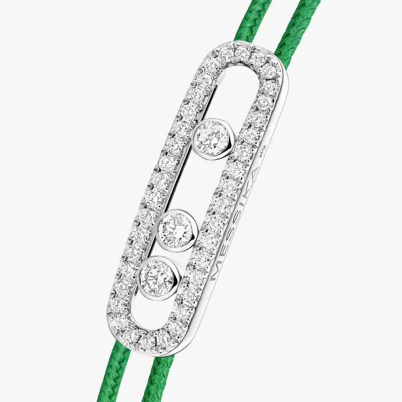 Messika CARE(S) Green Cord Pavé Bracelet White Gold Mixed Diamond Bracelet 14641-WG