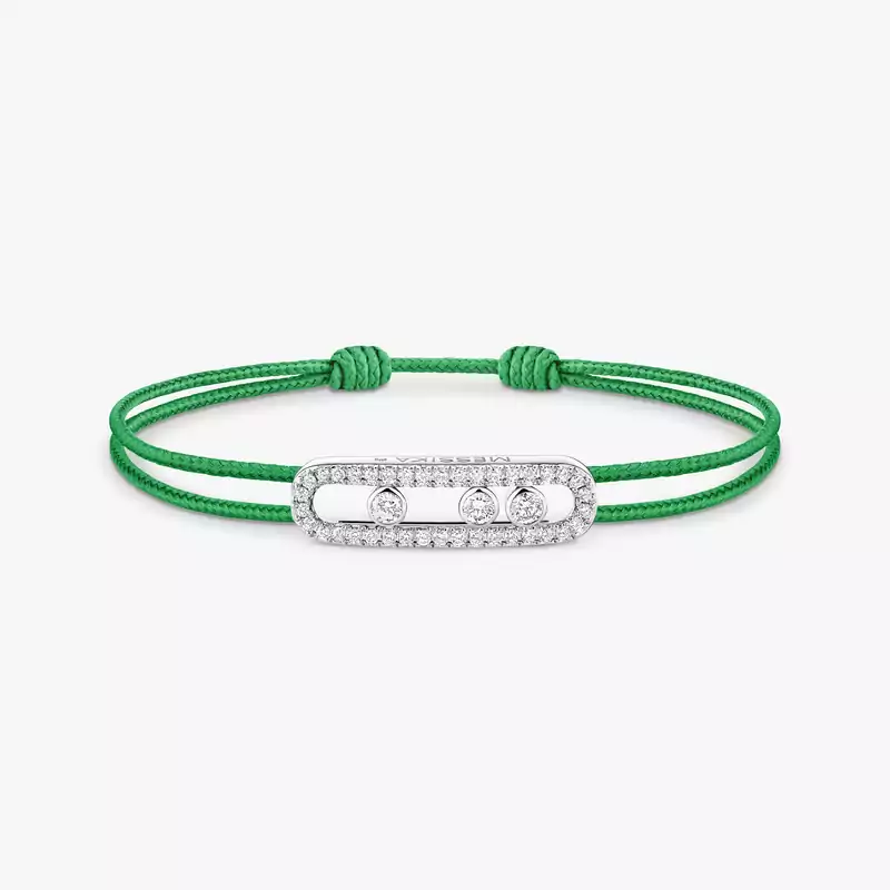 Messika CARE(S) Green Cord Pavé Bracelet White Gold Mixed Diamond Bracelet 14641-WG