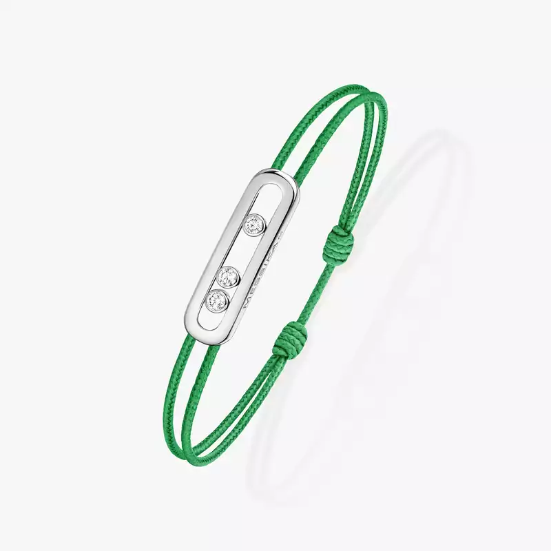 Messika CARE(S) Green Cord Bracelet White Gold Mixed Diamond Bracelet 14640-WG