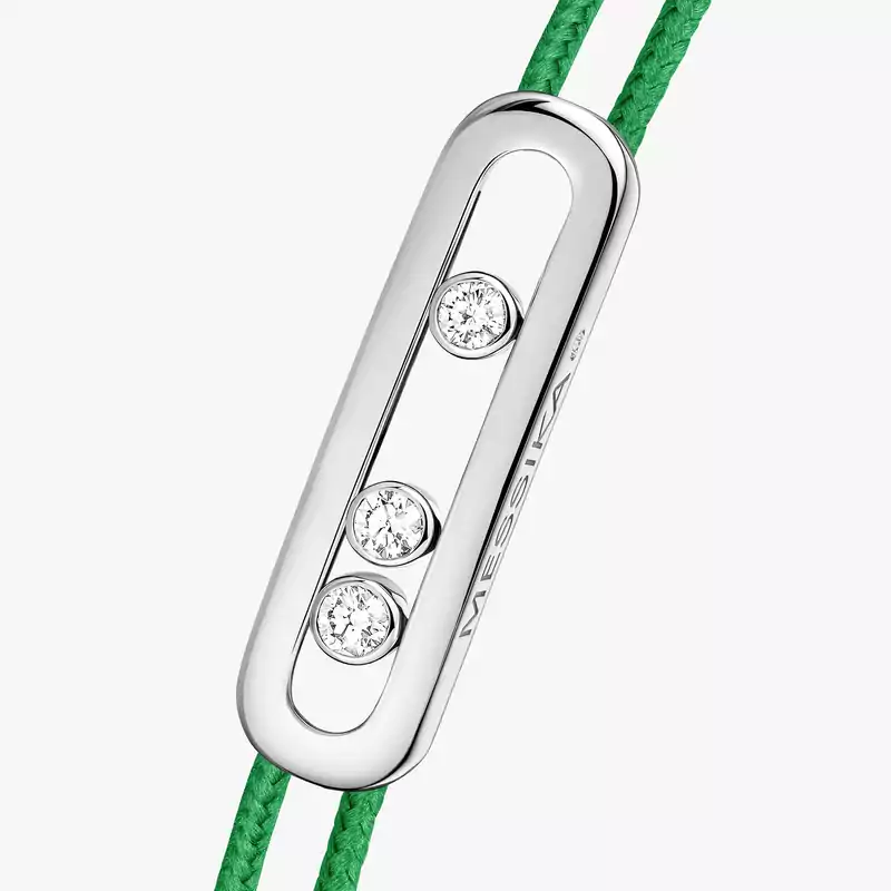 Messika CARE(S) Green Cord Bracelet White Gold Mixed Diamond Bracelet 14640-WG
