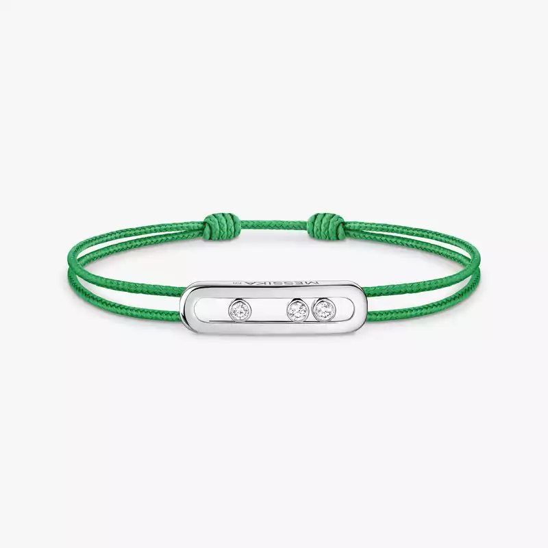 Messika CARE(S) Green Cord Bracelet White Gold Mixed Diamond Bracelet 14640-WG