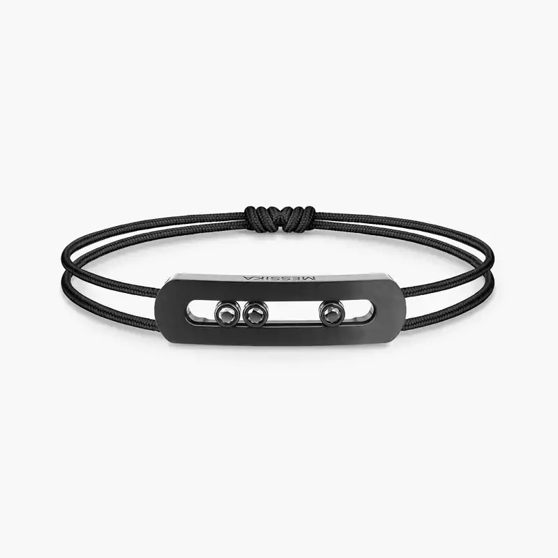 Move Titanium Black Cord Black Titanium For Him Diamond Bracelet 10830-TB