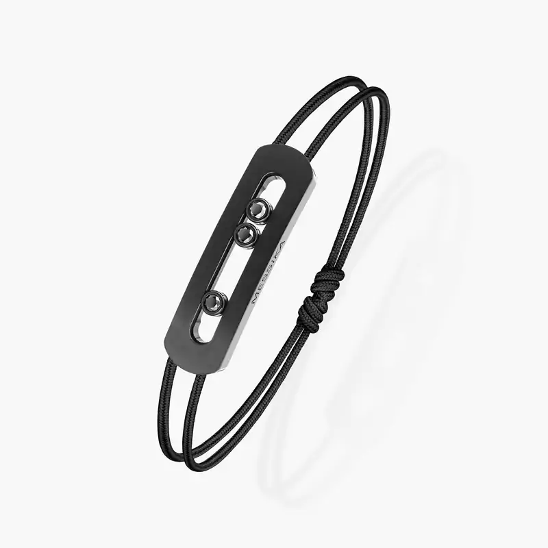 Move Titanium Black Cord Black Titanium For Him Diamond Bracelet 10830-TB