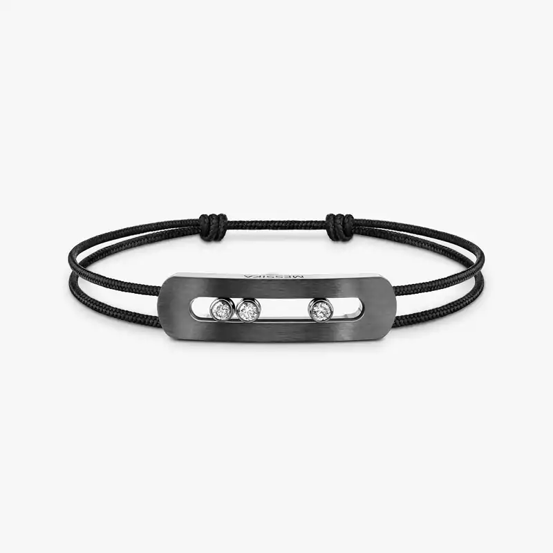 Move Titanium Graphite XL Cord Graphite Titanium For Him Diamond Bracelet 13466-TG