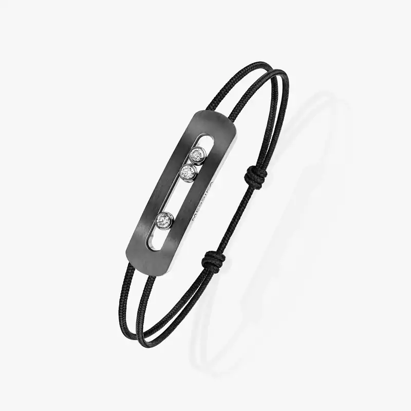 Move Titanium Graphite XL Cord Graphite Titanium For Him Diamond Bracelet 13466-TG