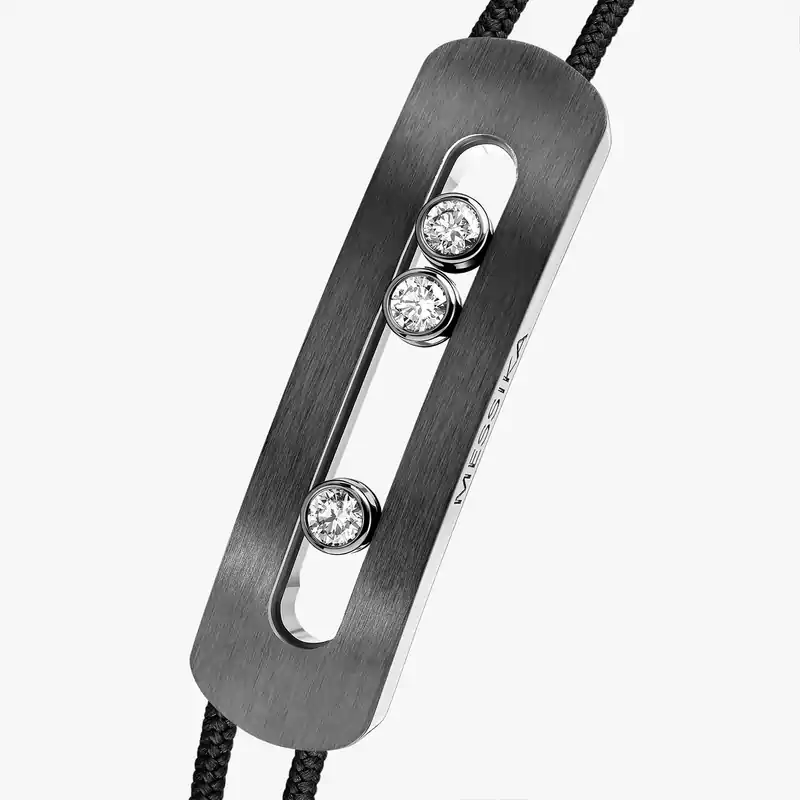 Move Titanium Graphite XL Cord Graphite Titanium For Him Diamond Bracelet 13466-TG