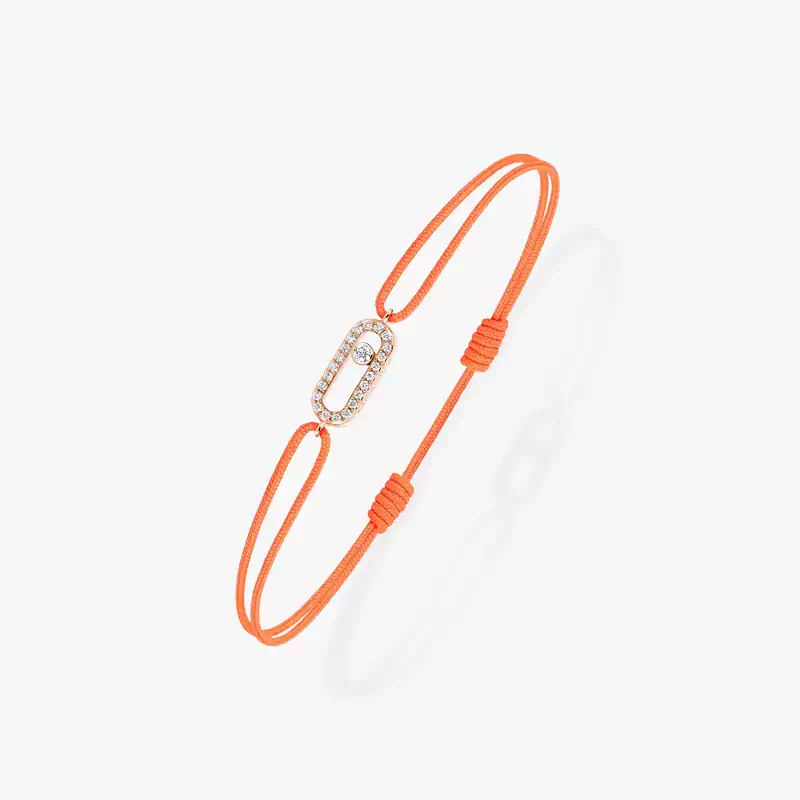Move Uno Orange Cord Bracelet Pink Gold For Her Diamond Bracelet 13289-PG