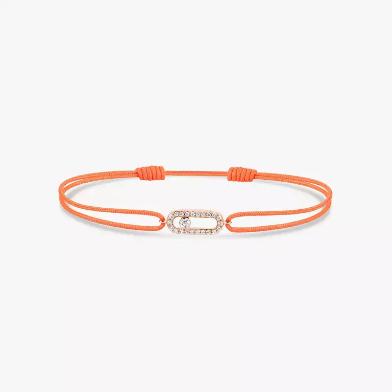 Move Uno Orange Cord Bracelet Pink Gold For Her Diamond Bracelet 13289-PG
