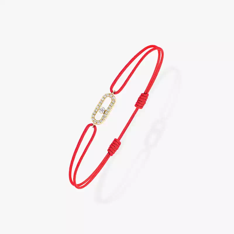 Bracelet Femme Or Jaune Diamant Cordon Move Uno Rouge 13211-YG