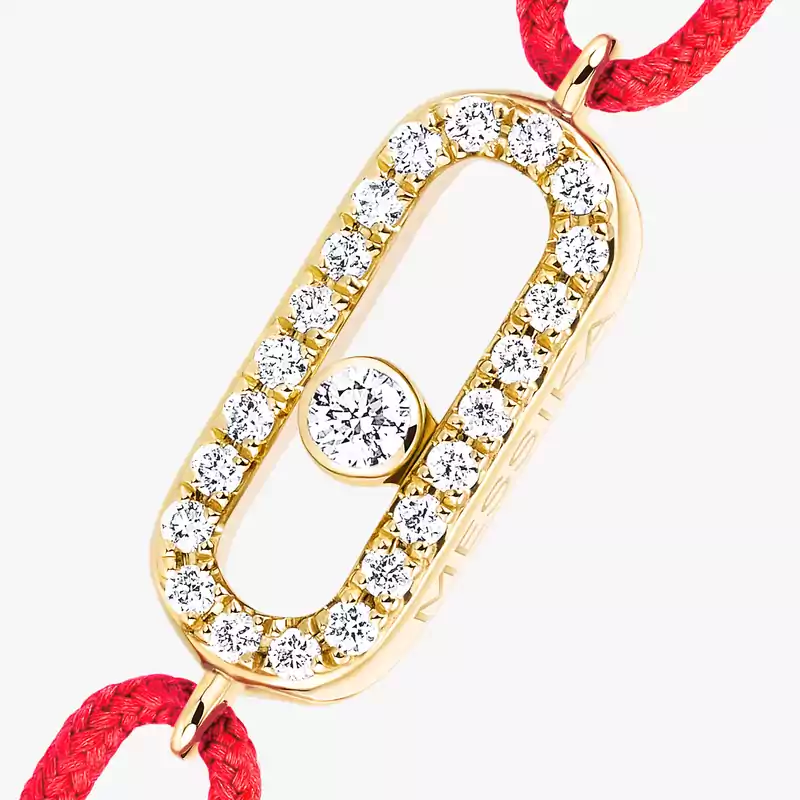 Bracelet Femme Or Jaune Diamant Cordon Move Uno Rouge 13211-YG