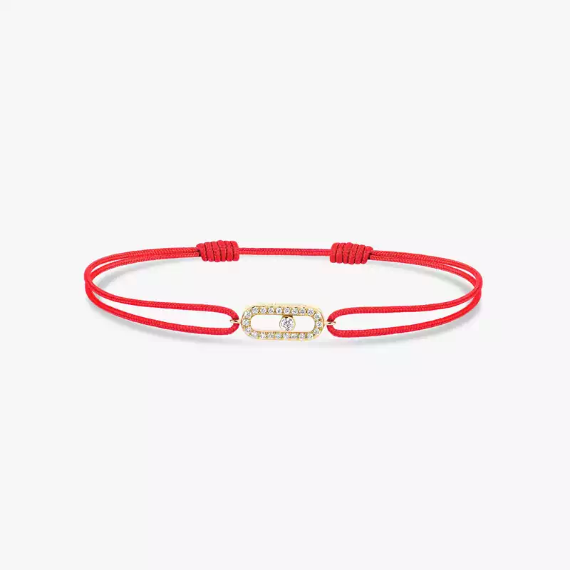 Bracelet Femme Or Jaune Diamant Cordon Move Uno Rouge 13211-YG